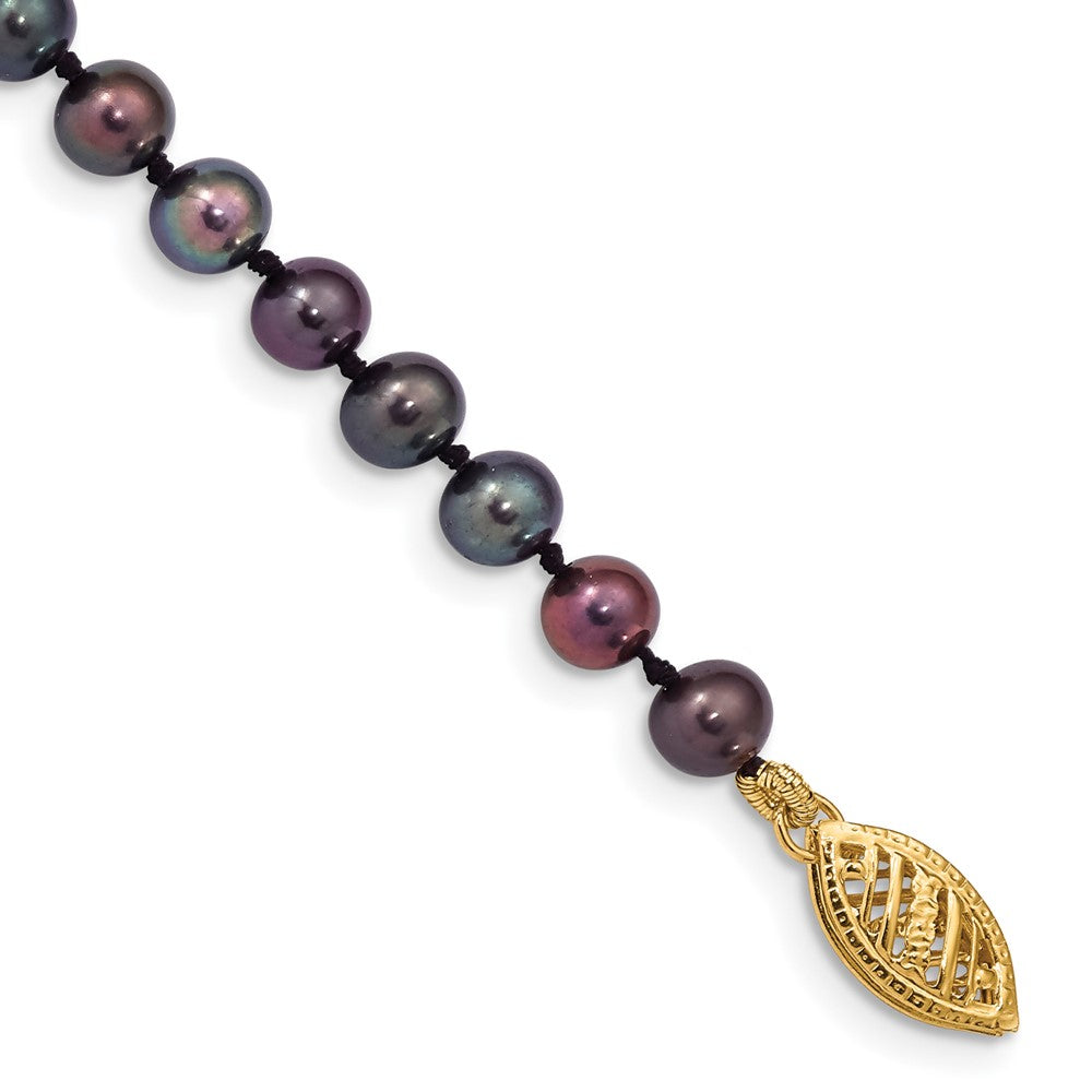 14k 4-5mm Black Near-Round Freshwater Cultured Pearl 7.5 inch Bracelet 7.5 inches