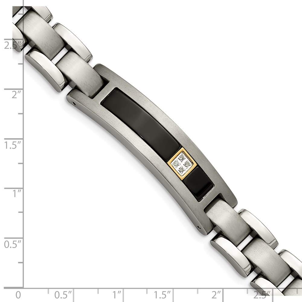 Titanium/14K Polished/Brushed w/Black Onyx .05ct. dia 8in Bracelet 8.75 inches