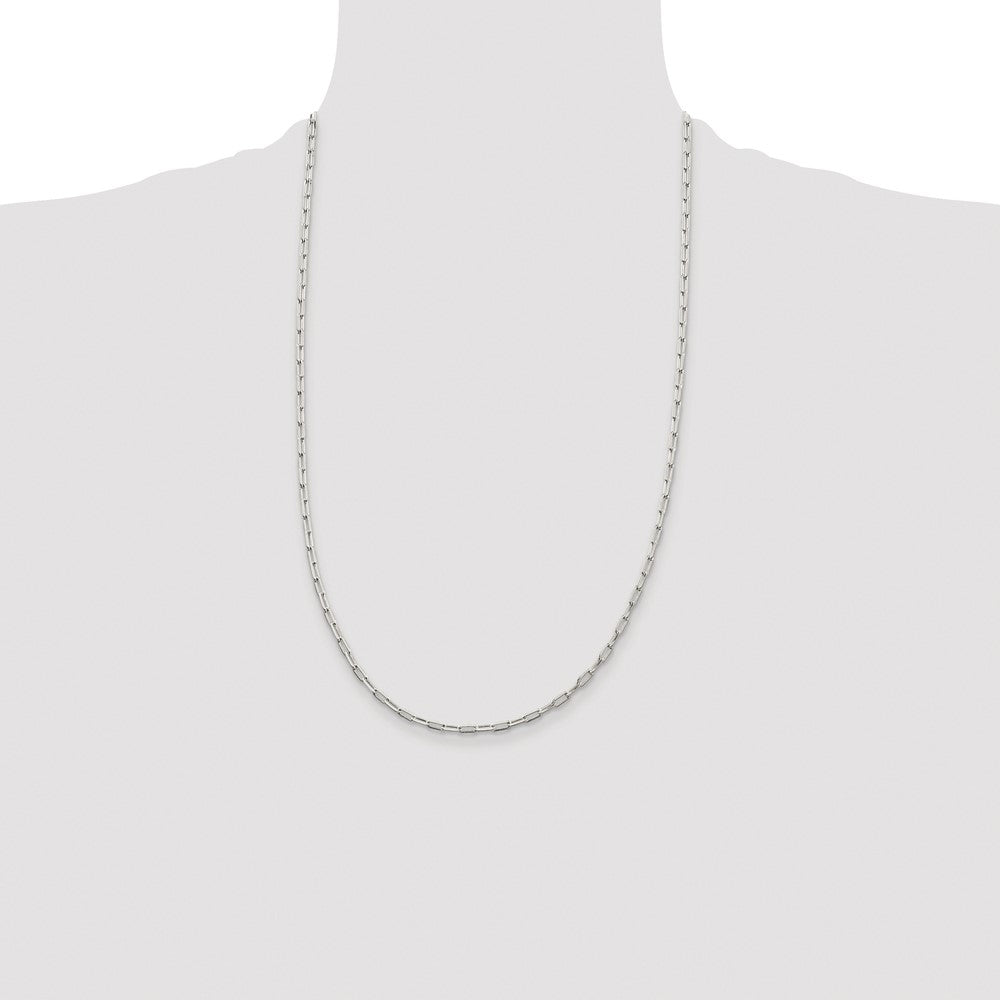 Sterling Silver Rhodium-plated 2mm Elongated Open Link Chain