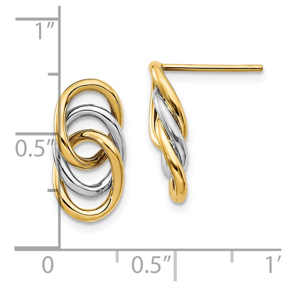 14K Two-tone Polished Circles Post Earrings