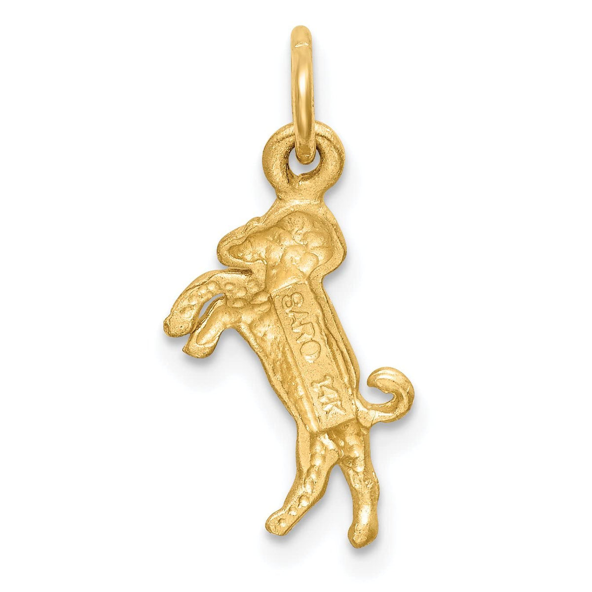 14k Satin Diamond-cut Aries Zodiac Charm