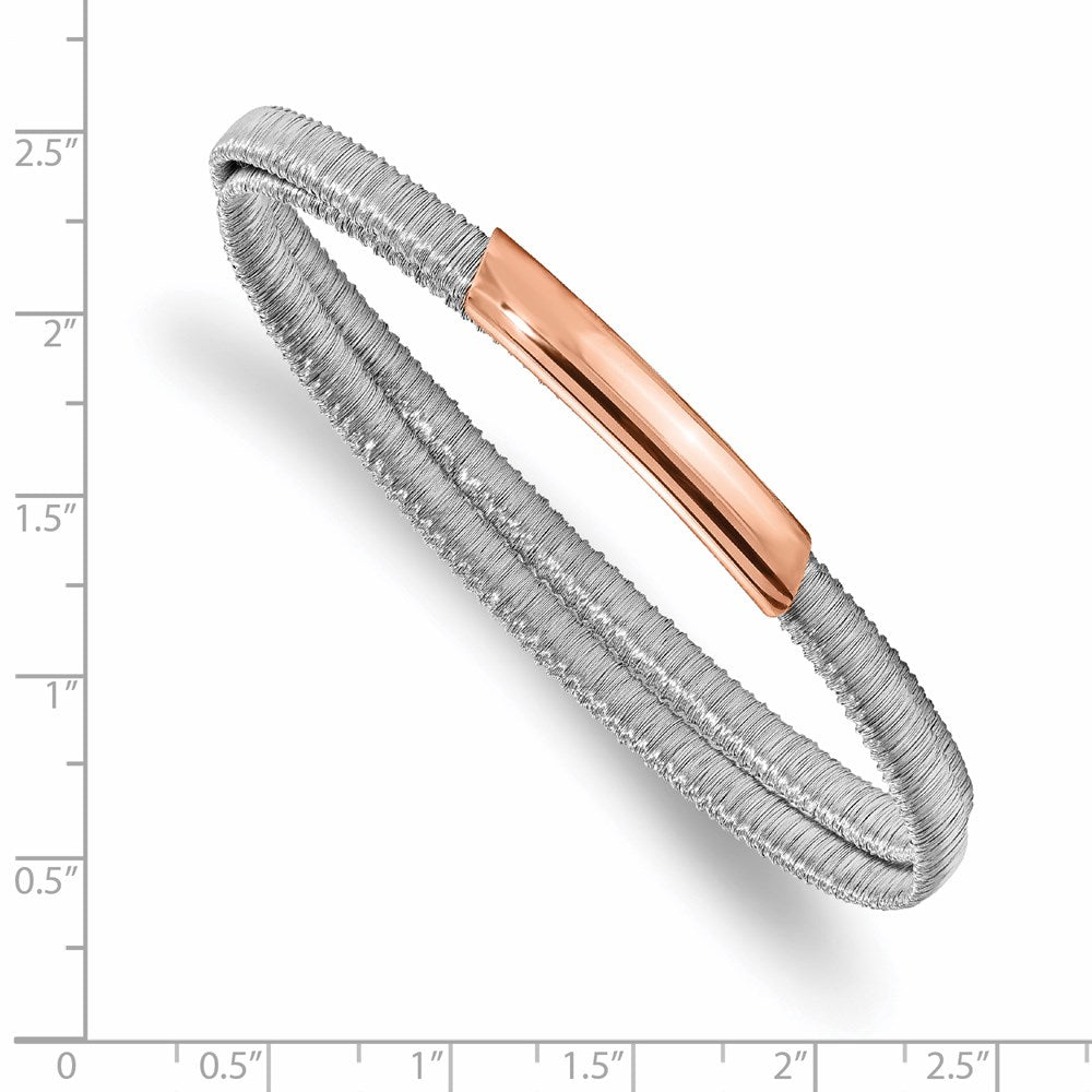 Sterling Silver & Rose-tone Mesh Flexible Slip-on Bracelet