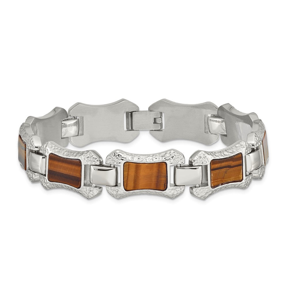 Stainless Steel C& Tiger Eye 24 Necklace and Matching 8.75 Bracelet