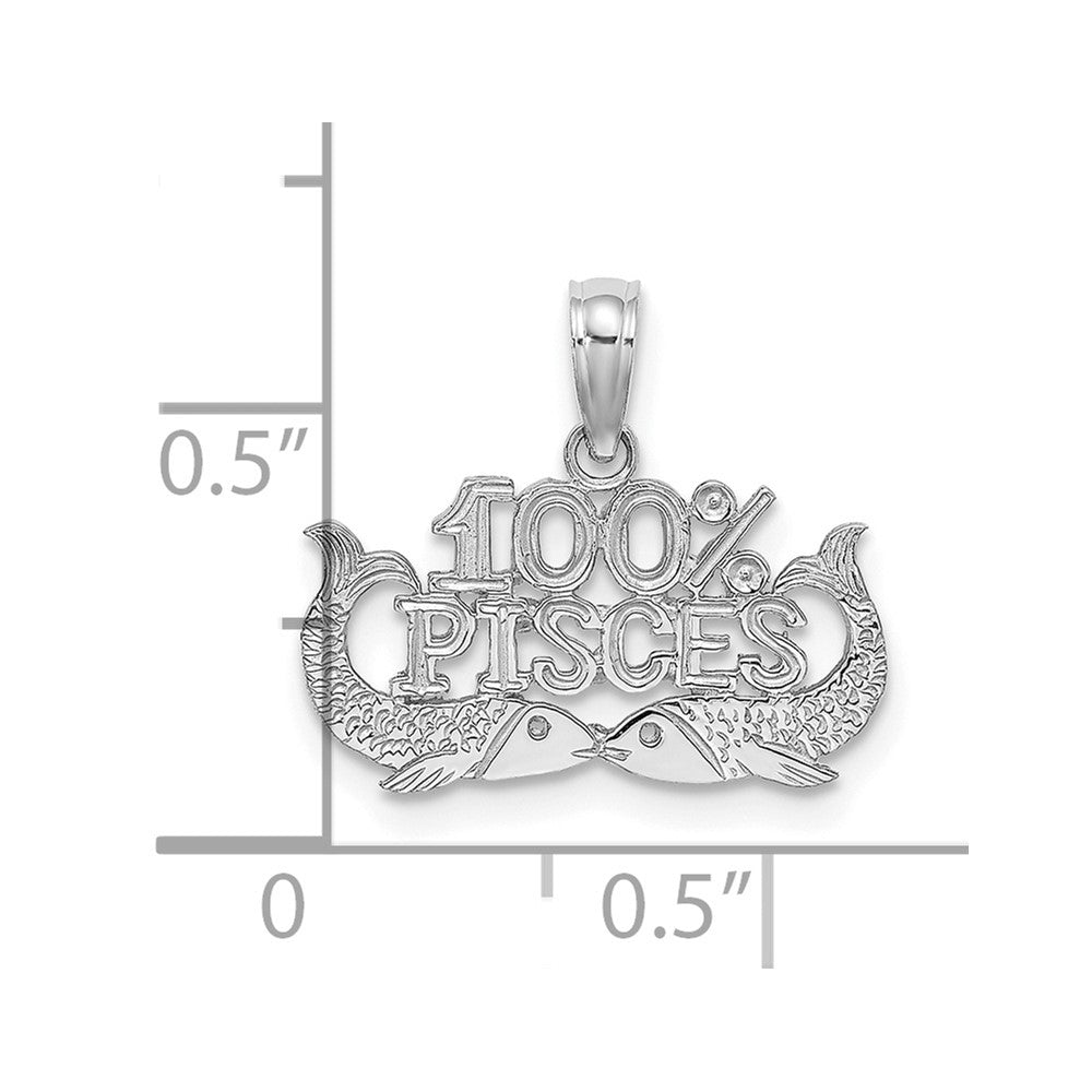 14k WG 100% PISCES Zodiac Charm