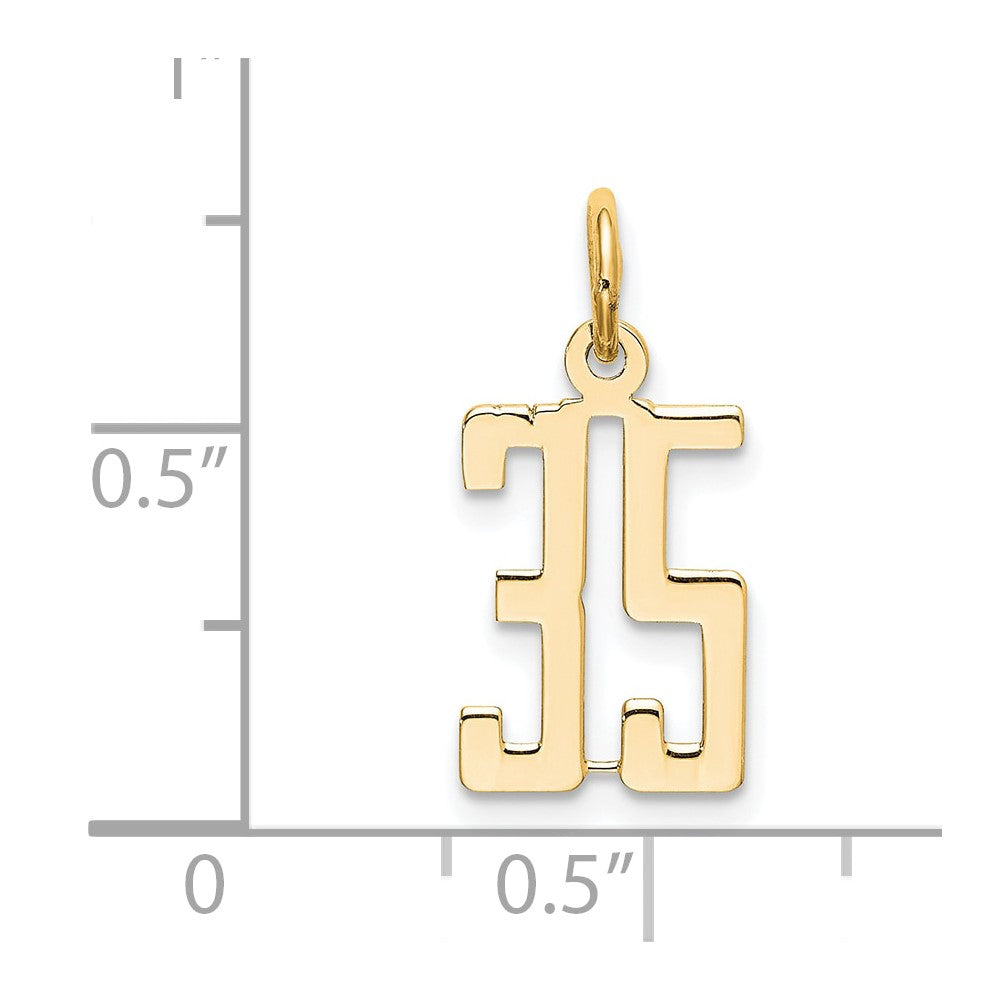 14k Small Elongated Number 35 Charm