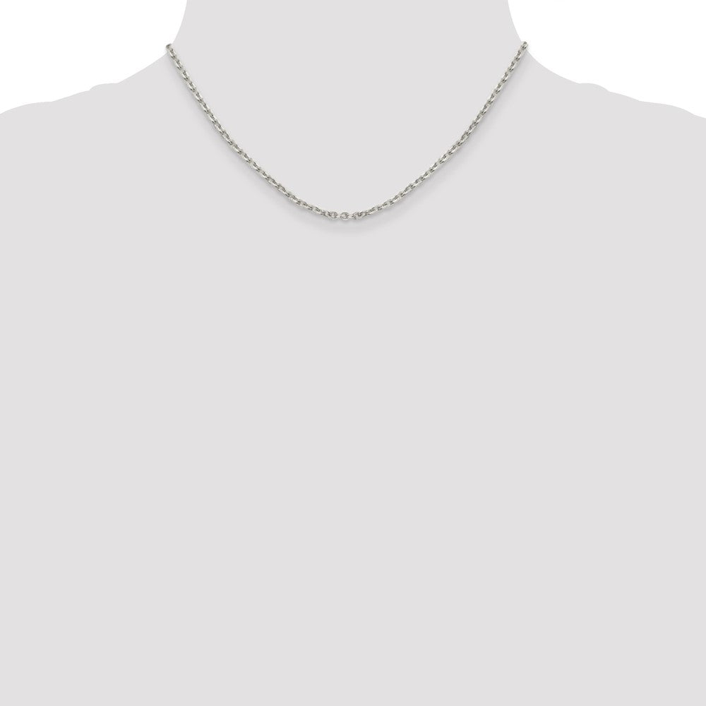 Sterling Silver 2.75mm Flat Link Cable Chain 16 Inches