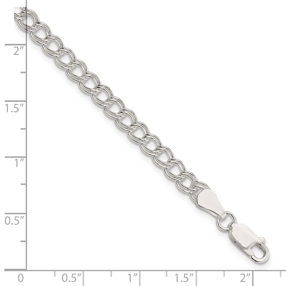 Sterling Silver 5mm Double Link Charm Bracelet 8 inches