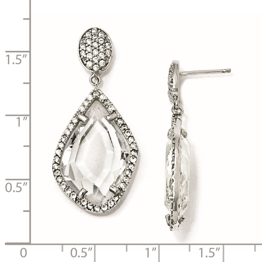 Sterling Silver CZ Post Dangle Earrings