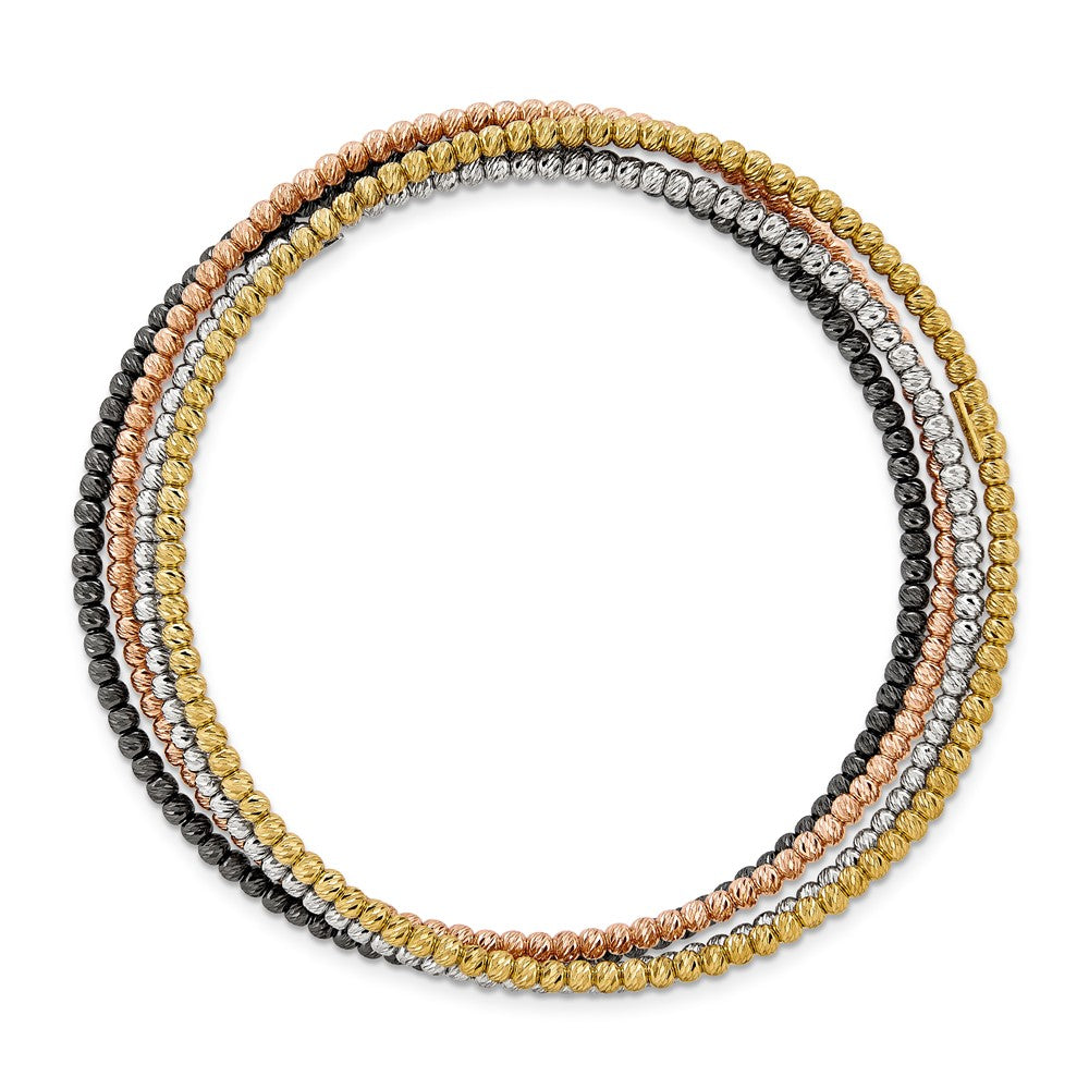 Sterling Silver D/C 4 piece & Color (RH, Y, P, BL) Bangle Set