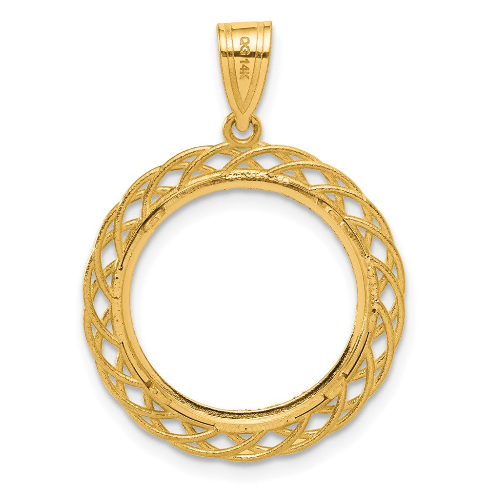 14k Diamond Cut Triple Loop with 16.5mm Prong Coin Bezel Pendant