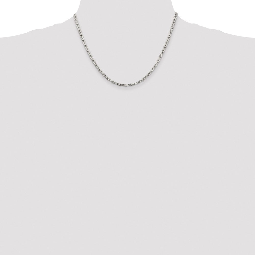 Sterling Silver Rhodium-plated 3.95mm Beveled Oval Cable Chain