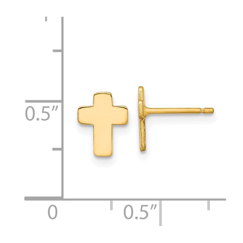 10k Gold Polished Cross Post Earrings