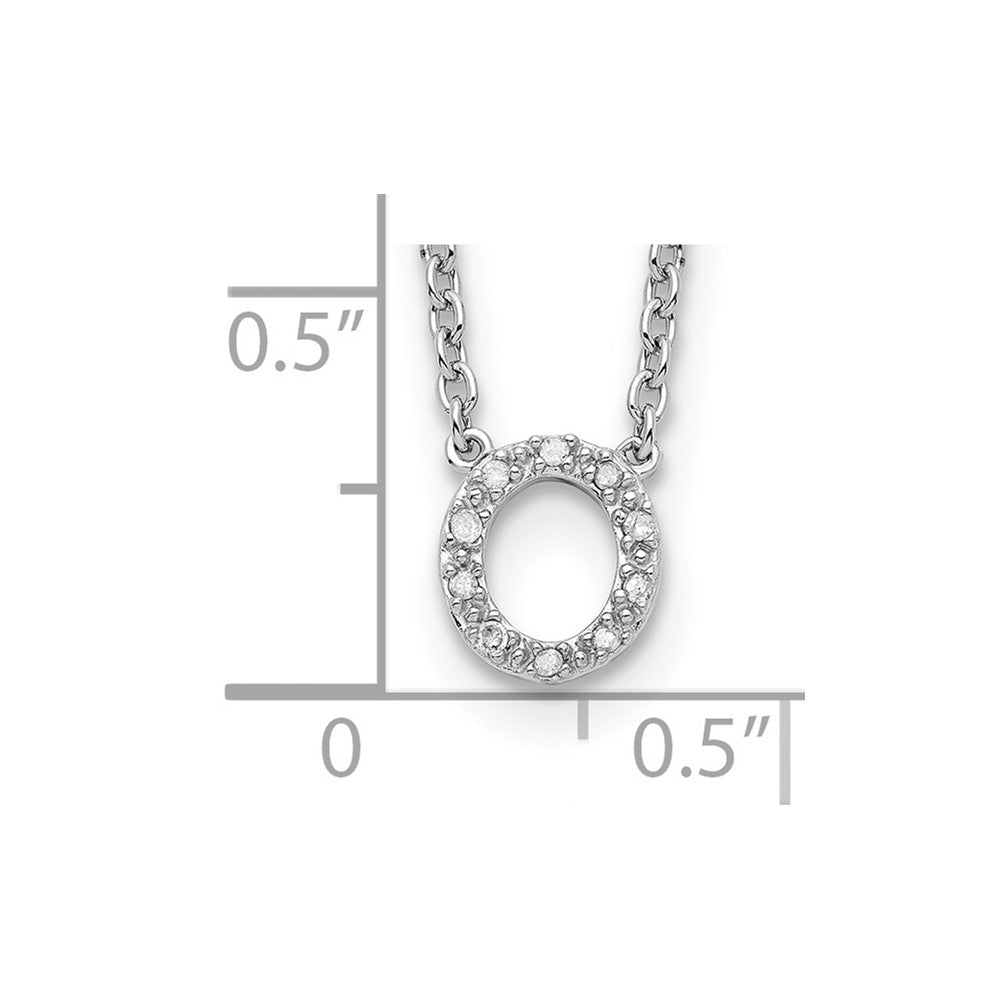 Sterling Silver Polished Diamond Initial o with 16 + 2 in ext Necklace