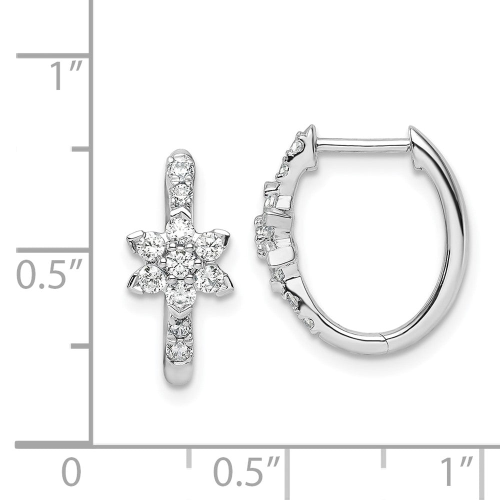 True Origin 14k White Gold 3/8 carat Lab Grown Diamond VS DEF Flower-shaped Hinged Hoop Earrings