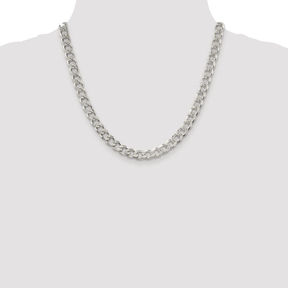 Sterling Silver Rhodium-plated 8.3mm Pav‚ Curb Chain