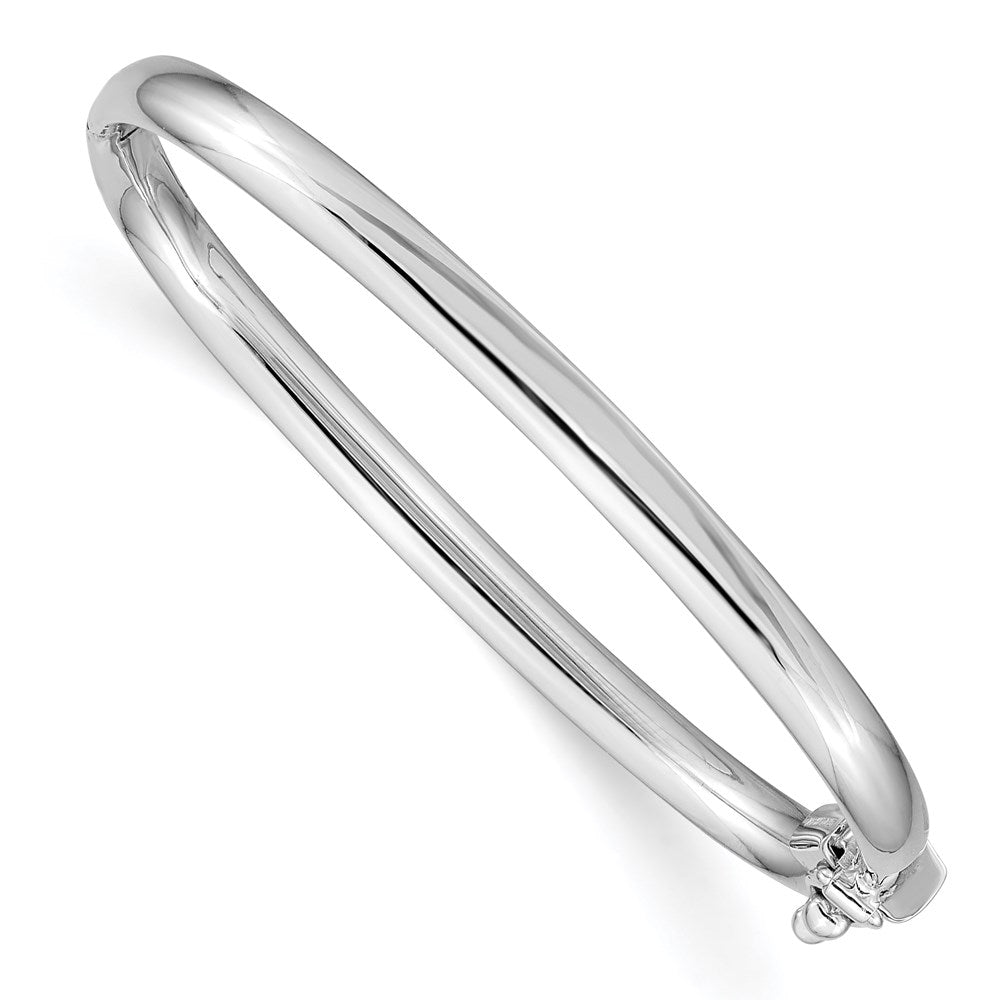14k White Gold Polished Hinged Safety Clasp Baby Bangle 5 inches