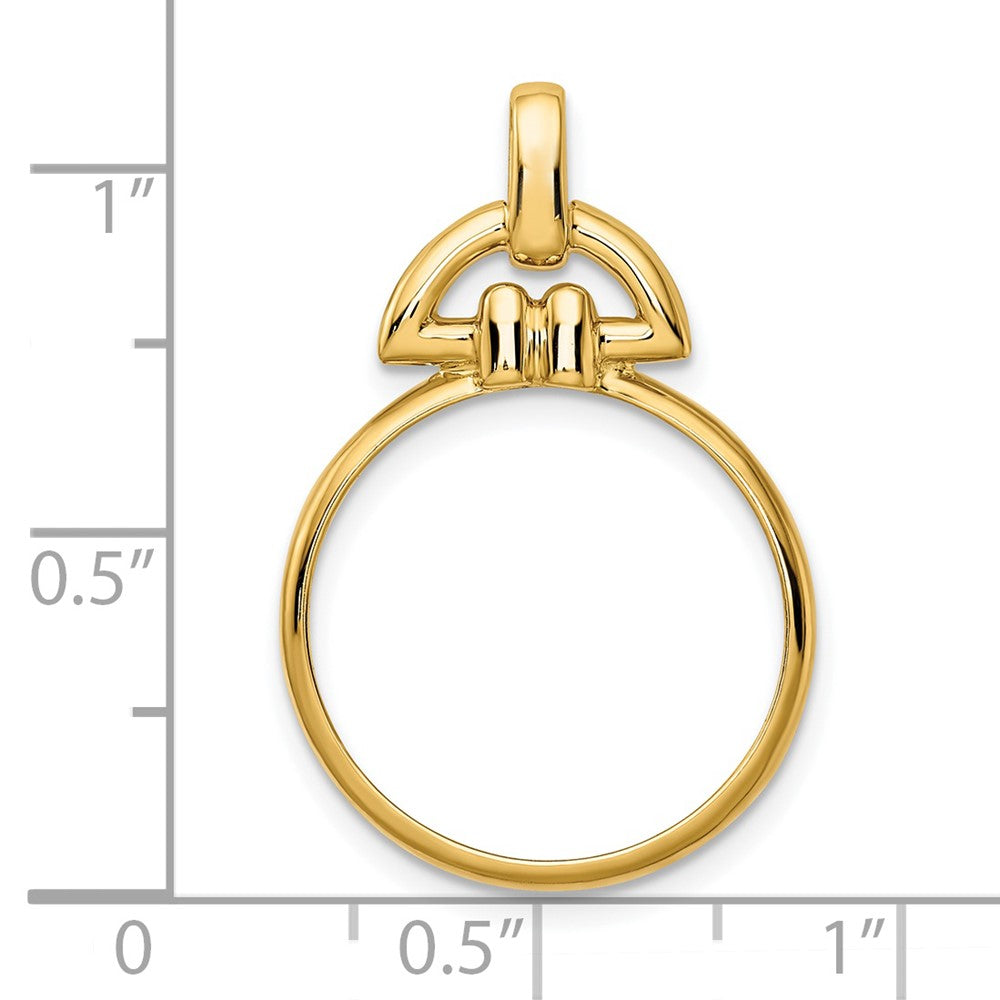 Wideband Distinguished Coin Jewelry 14k Polished Rounded Motif 18.0mm Prong Coin Bezel Pendant