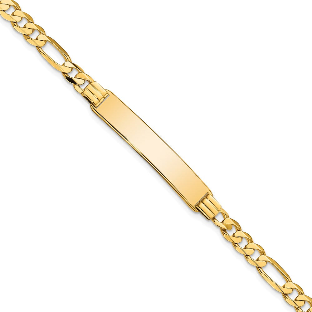 14k Flat Figaro Link ID Bracelet 7 inches