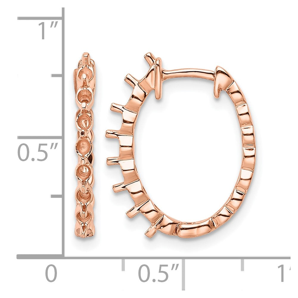 14k Rose Gold (Holds 14-2.3mm Round) Hinged Hoop Earring Mountings