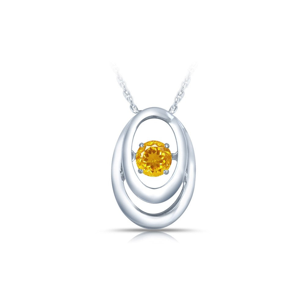 SS Pendant with Citrine 1=1/5 ctw W/chain