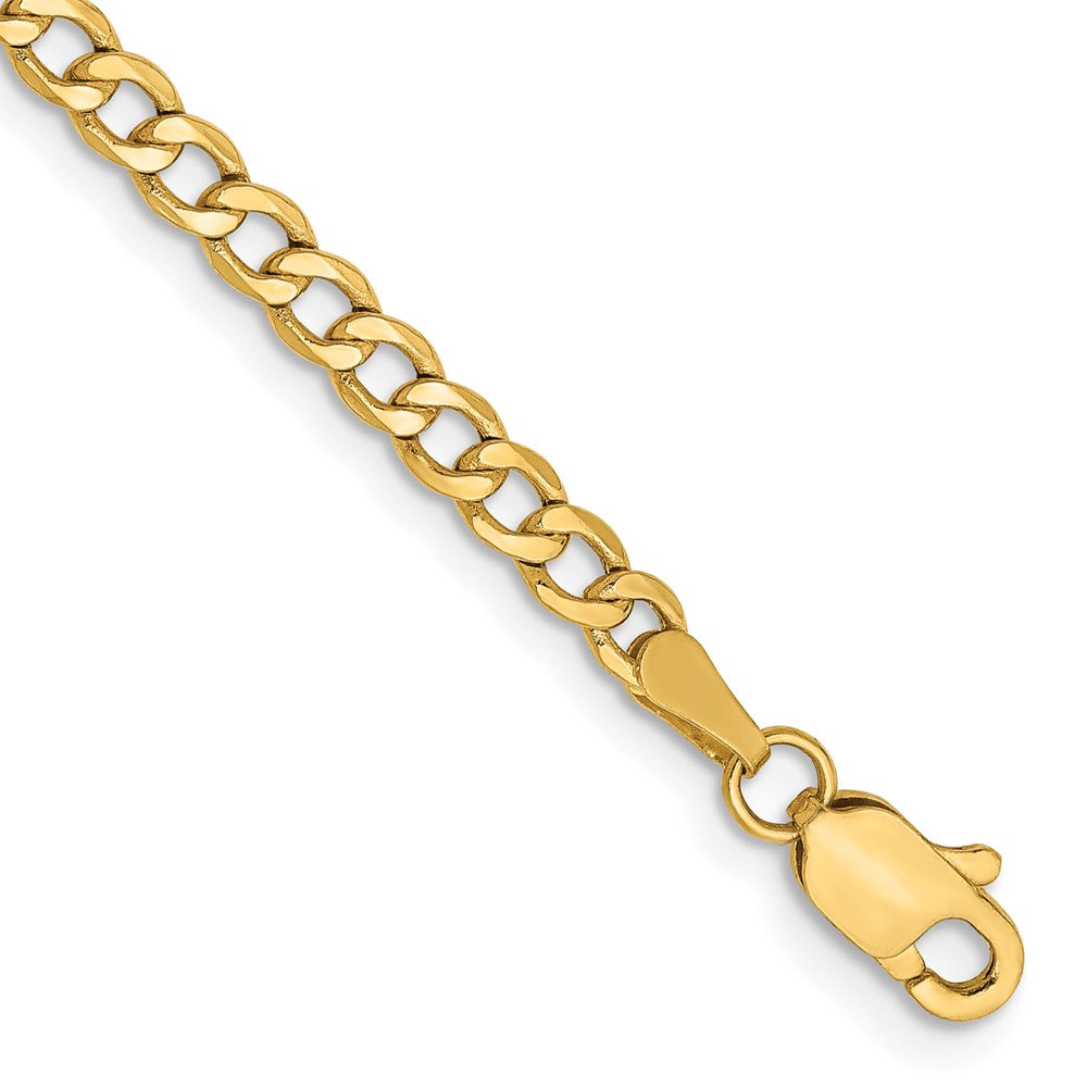 14K 7 inch 2.85mm Semi-Solid Curb with Lobster Clasp Bracelet 7 inches