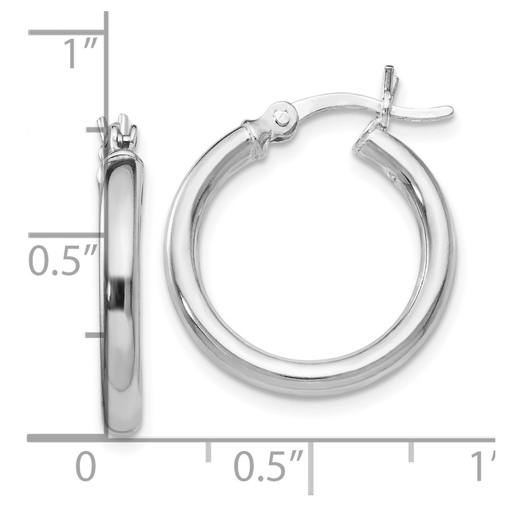 Sterling Silver Rhodium-plated Polished Hinged Hoop Earrings
