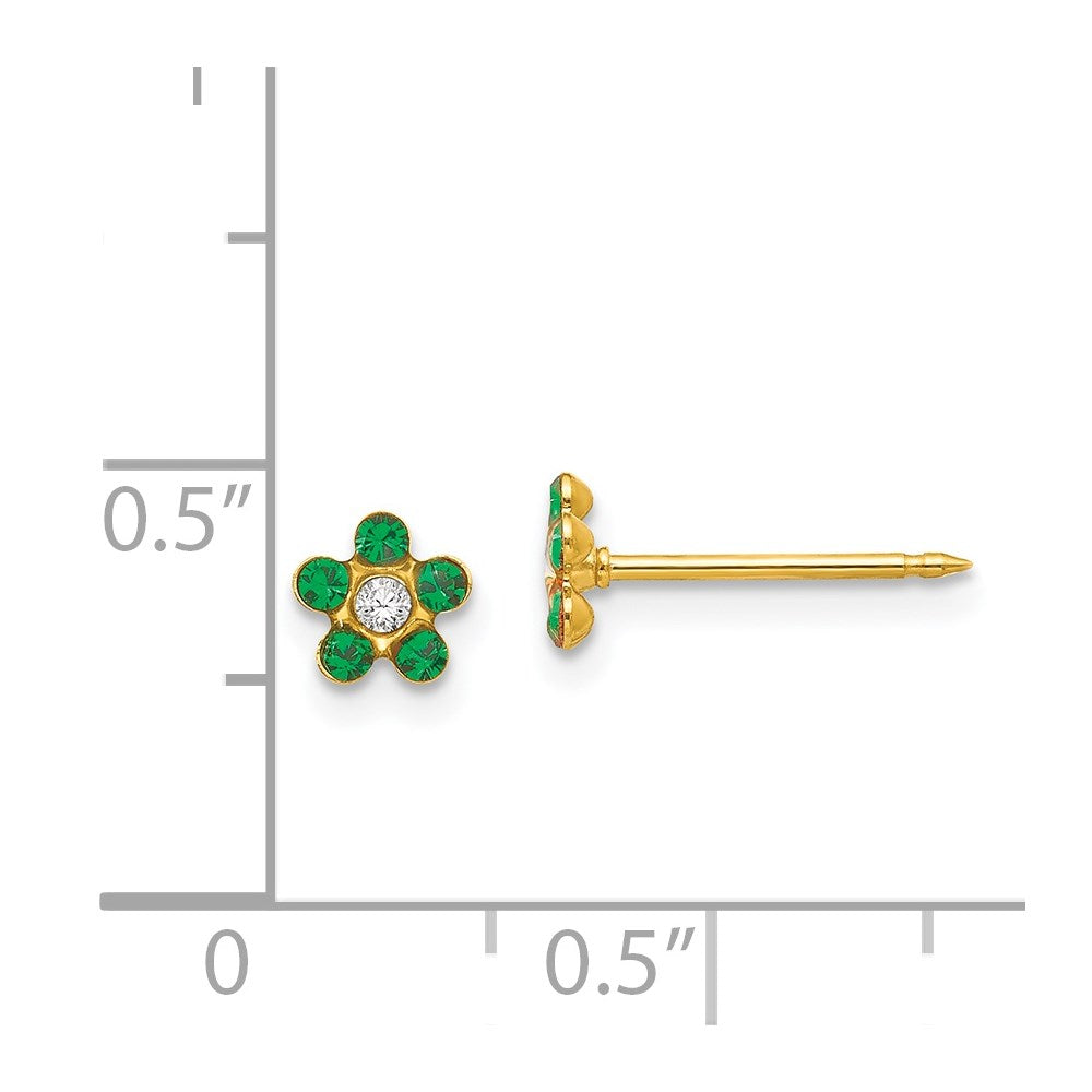Inverness 14k May Green Crystal Birthstone Flower Earrings