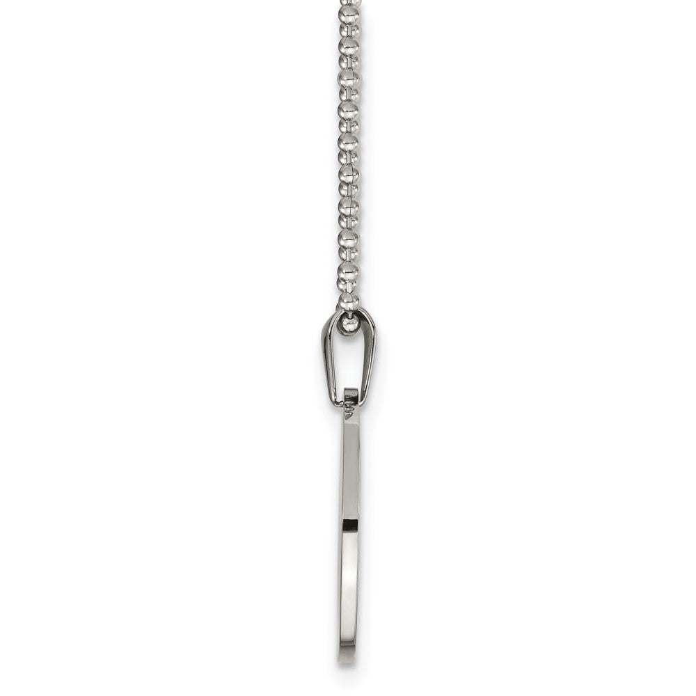 Stainless Steel Brushed & Polished Round 2mm Dog Tag 24in Necklace