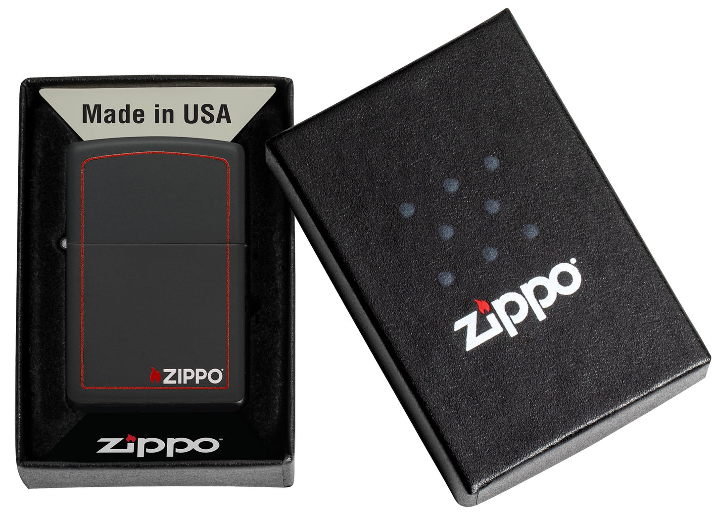 Zippo Black Matte with Red Border Pocket Lighter