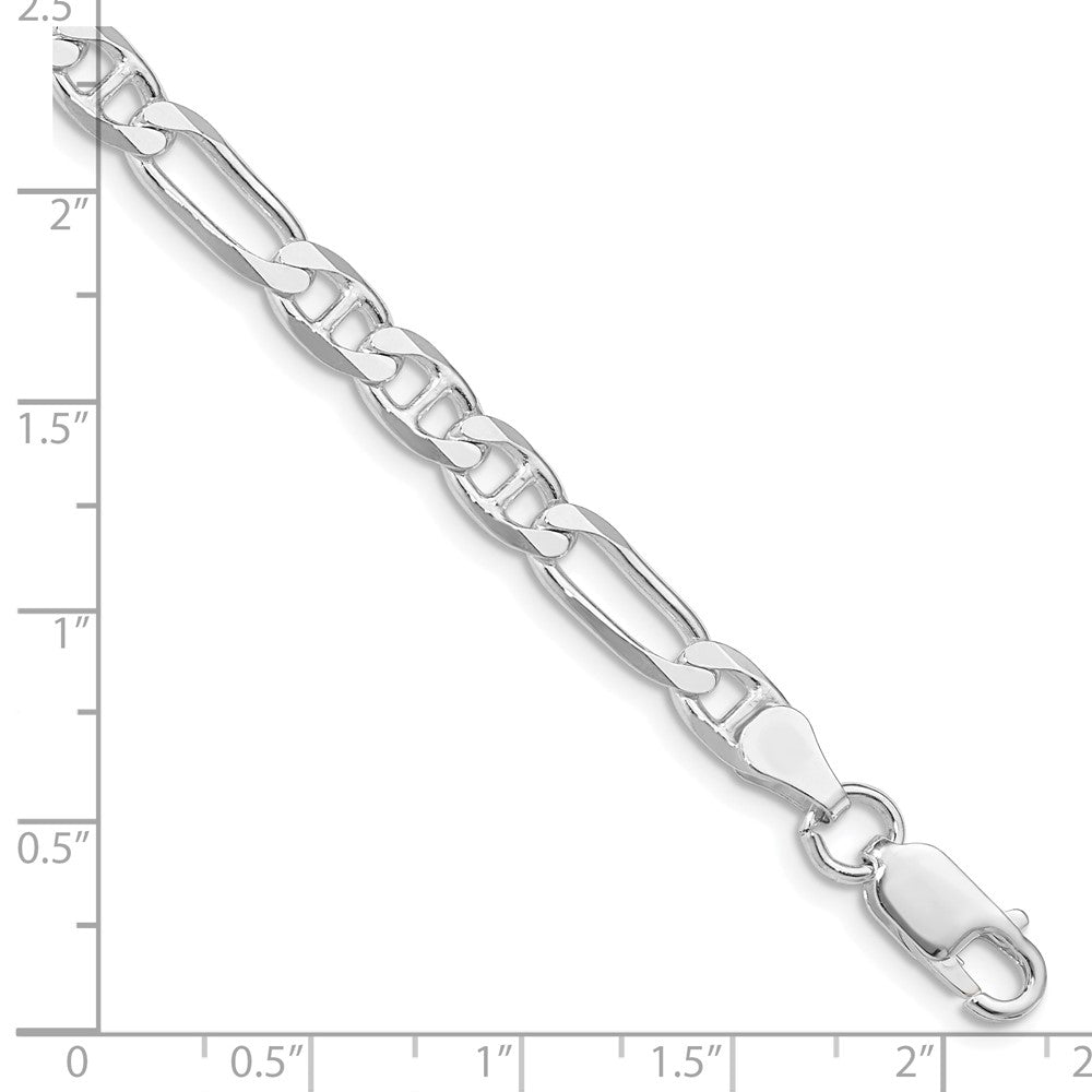 Sterling Silver Rhodium-plated 5.5mm Figaro Anchor Chain 9 inches