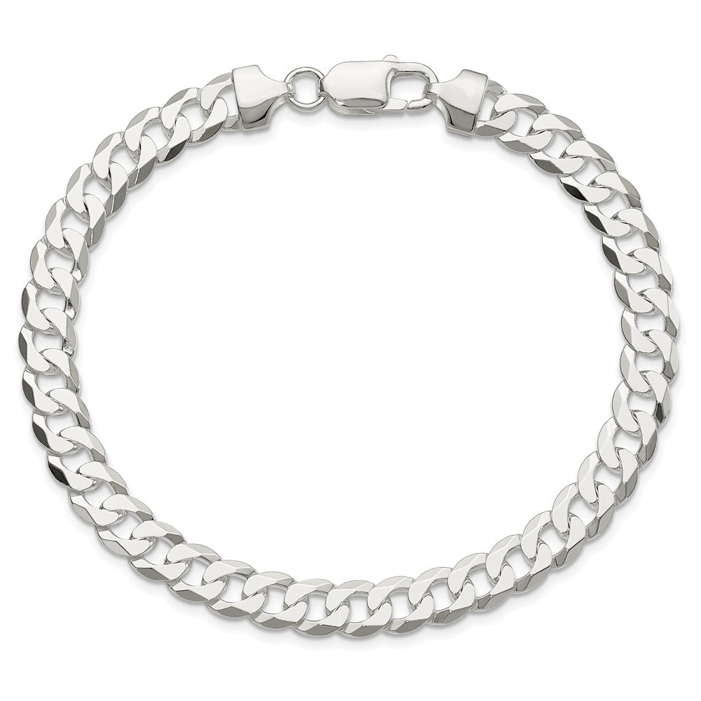 Sterling Silver 7.5mm Flat Curb Chain 8 inches