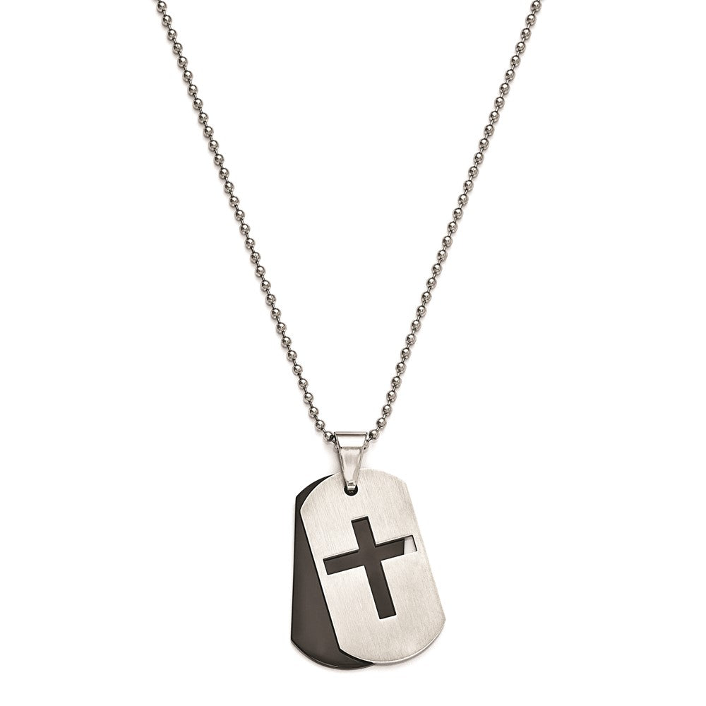 Steel Black Plated Pendant with 24 2.4mm Bead Chain
