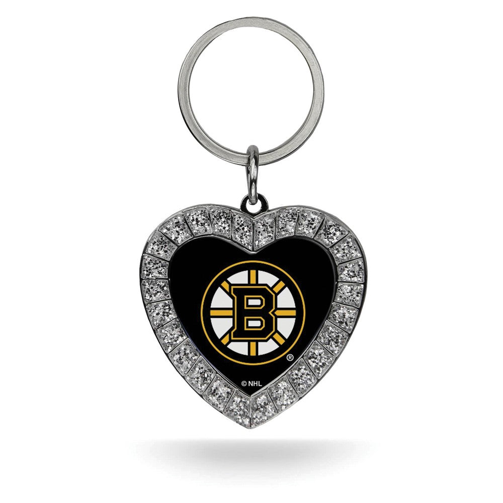 NHL Boston Bruins Rhinestone Heart Key Ring