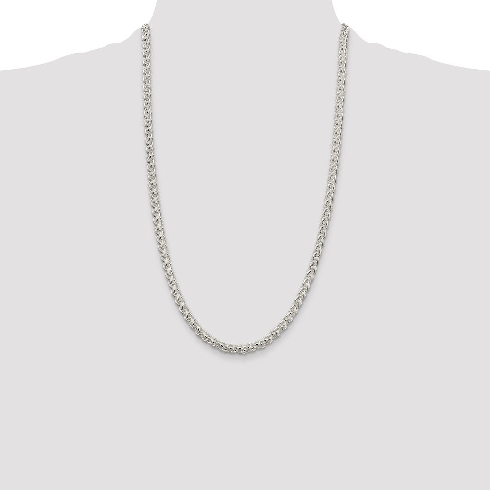 Sterling Silver 5mm Round Spiga Chain 26 Inches