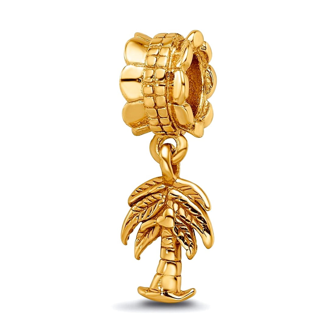 Sterling Silver Gold-plated Reflections Palm Tree Dangle Bead