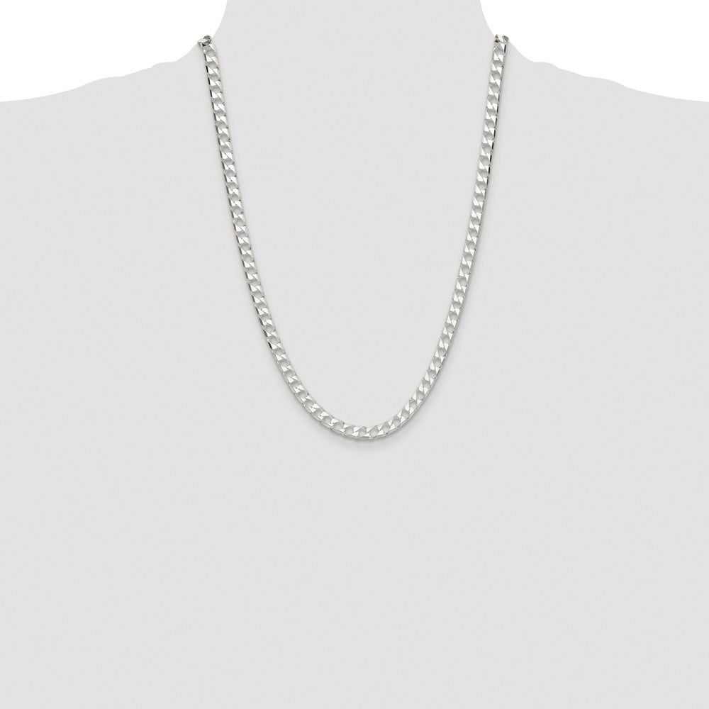 Sterling Silver Rhodium-plated 5.75mm D/C Square Curb Chain