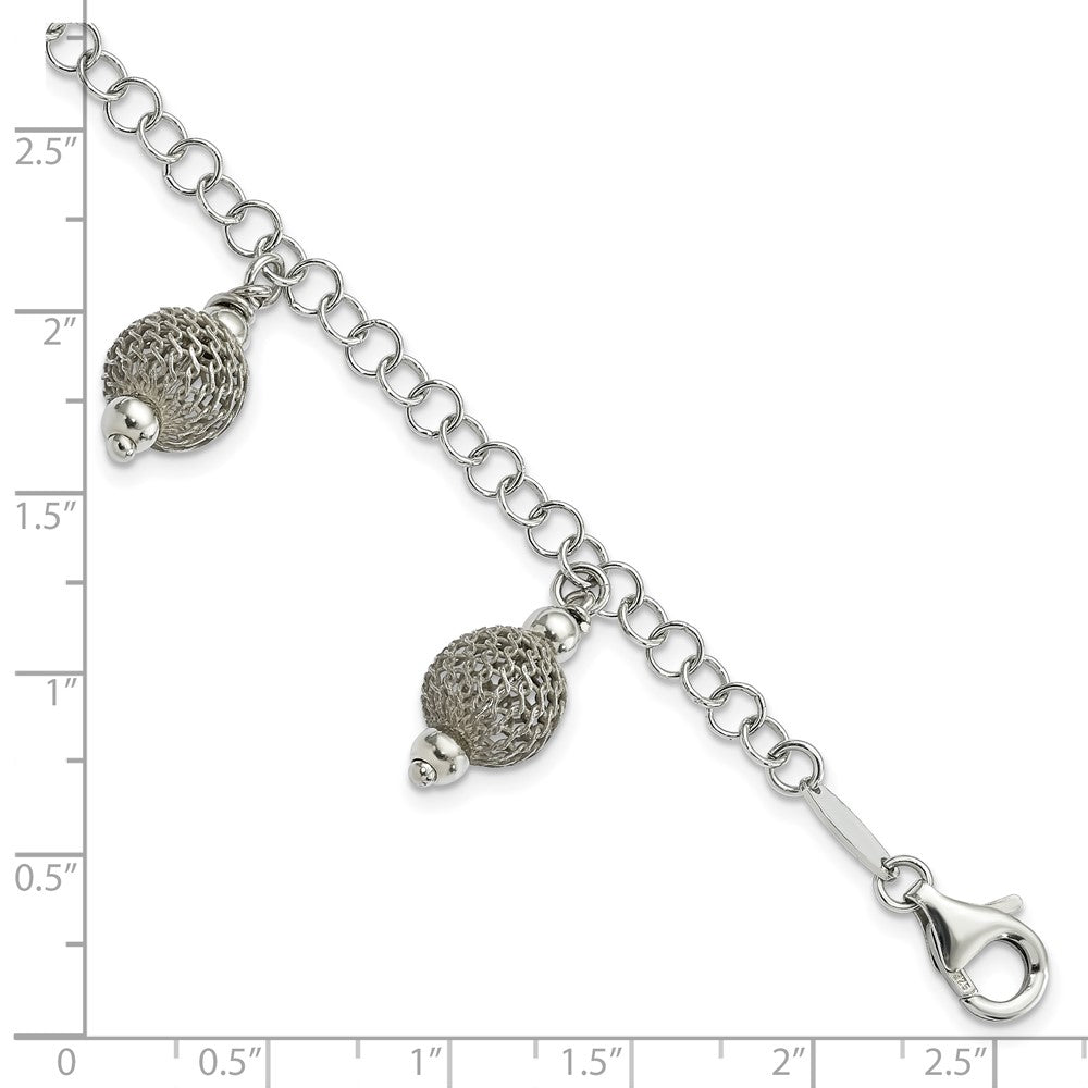 Sterling Silver Fancy Dangling Bead Bracelet