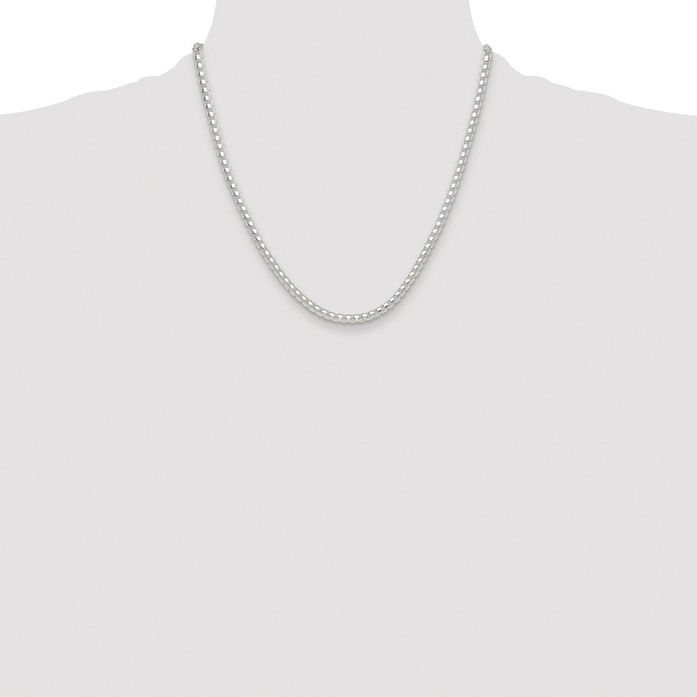 Sterling Silver Rhodium-plated Polished 4mm Round Box Chain