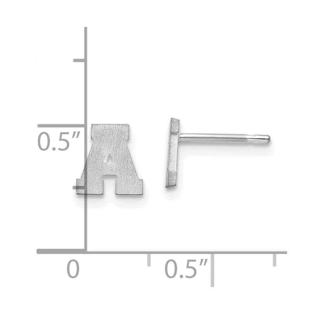 14KW Brushed Letter A Initial Post Earrings
