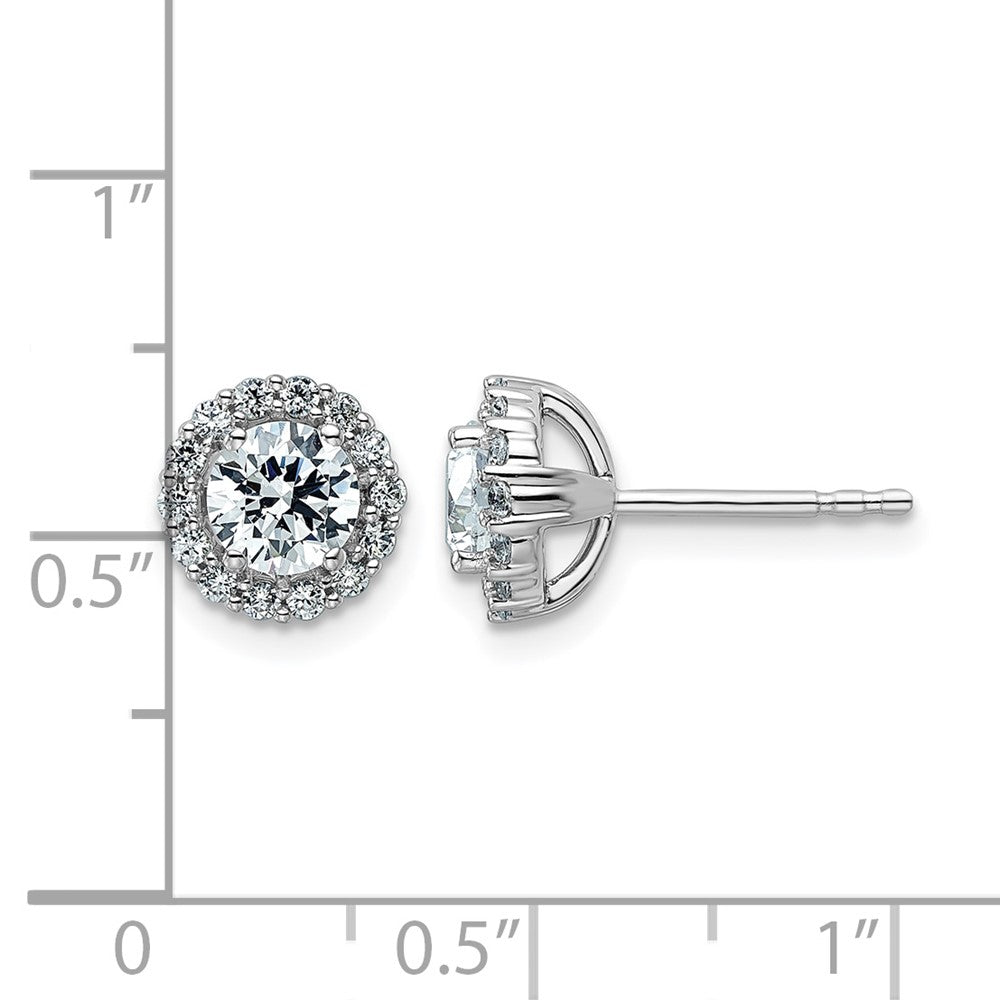14k White Gold Moissanite Halo Post Earrings