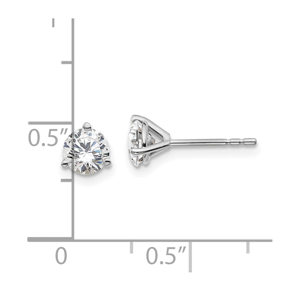 14k White Gold 1 ctw Lab Grown Diamond VS+ F+ Round 3 Prong Heavy Wt. Stud Earrings