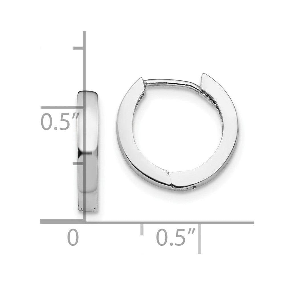 10k White Gold Round Hinged Hoop Earrings
