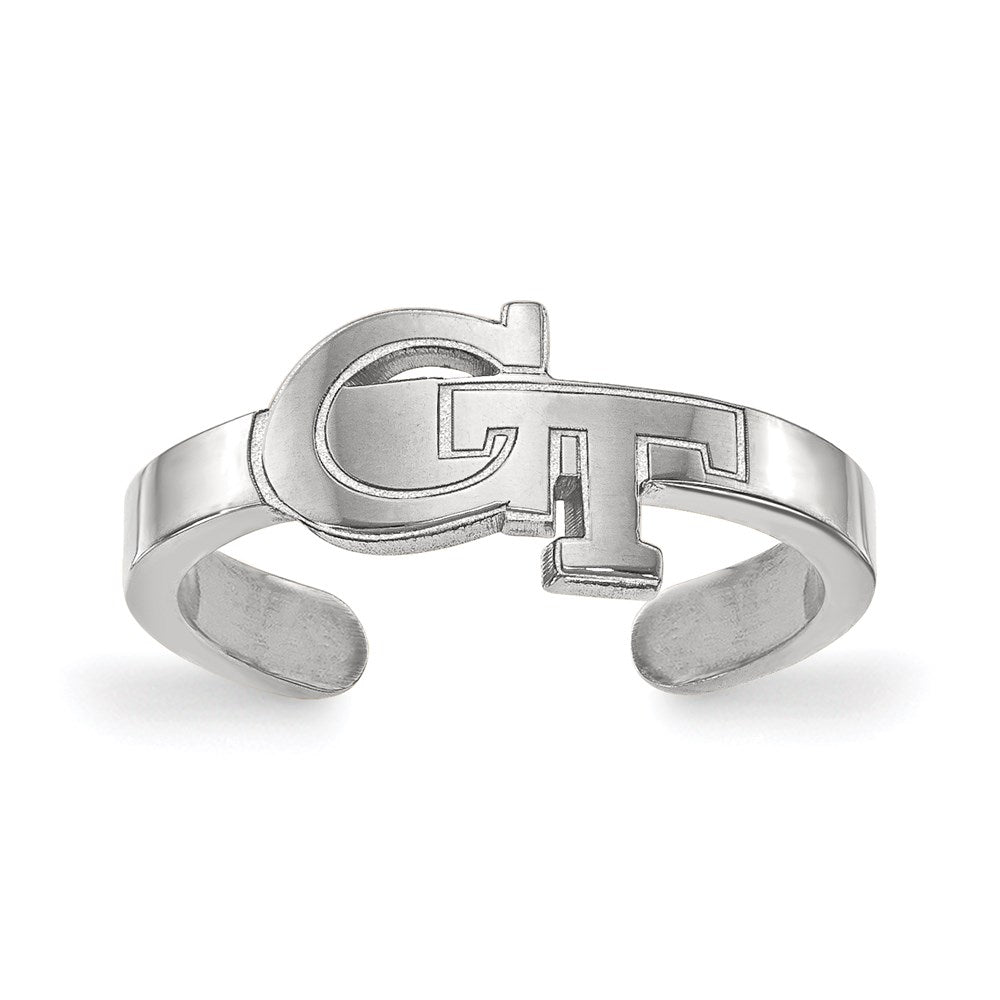 Sterling Silver Rhodium-plated LogoArt Georgia Institute of Technology G-T Toe Ring QSS023GT