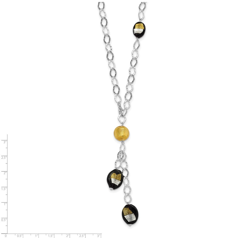 Sterling Silver Multicolor Murano Glass Bead Drop Necklace