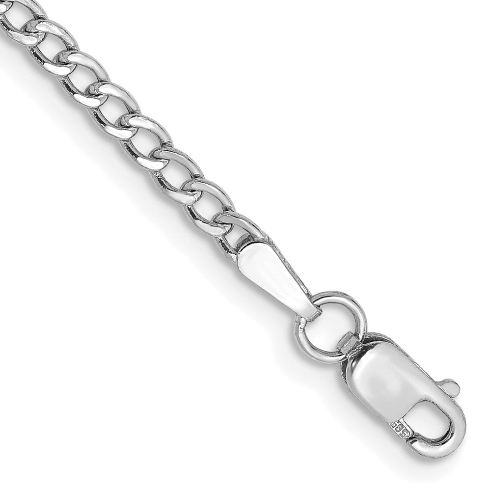 14K White Gold 7 inch 2.5mm Semi-Solid Curb with Lobster Clasp Bracelet 7 inches