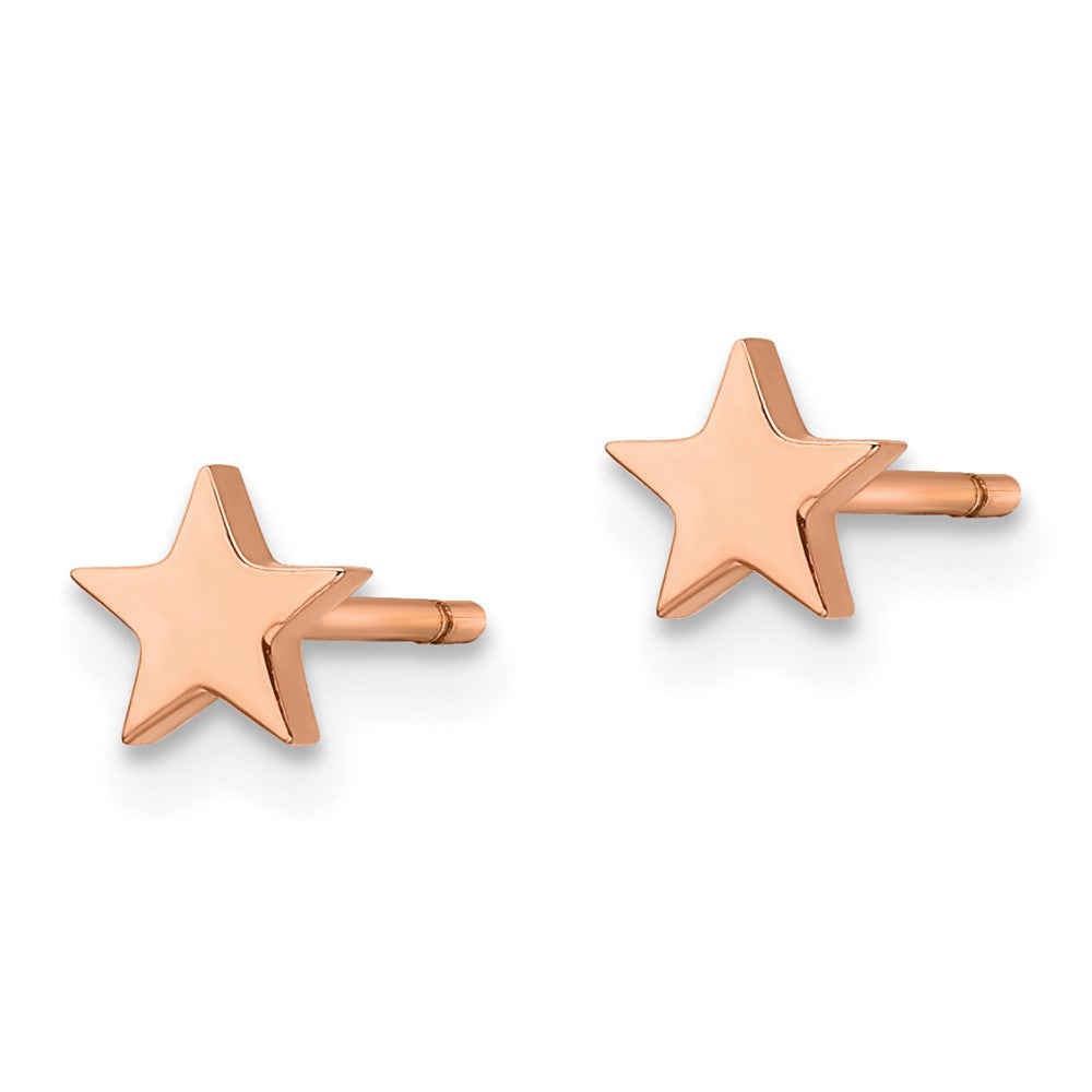 Stainless Steel Polished Rose IP-plated Star Post Earrings