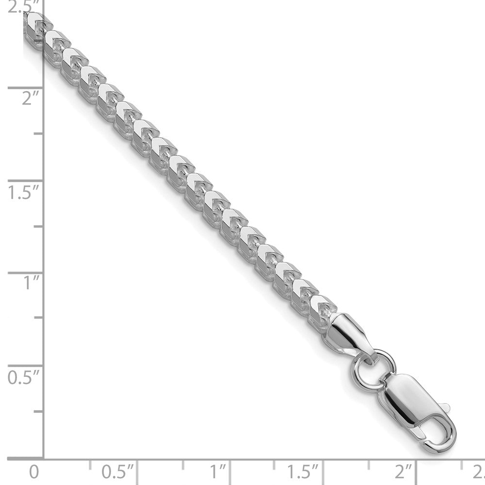Sterling Silver Rhodium-plated 4.0mm D/C Square Franco Chain