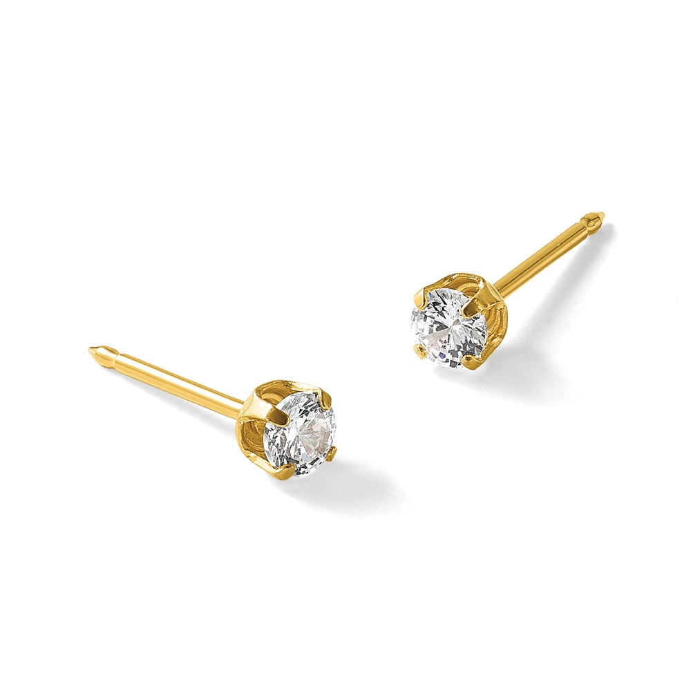 Inverness 14K Polished 3mm CZ Short Post Piercing Earrings