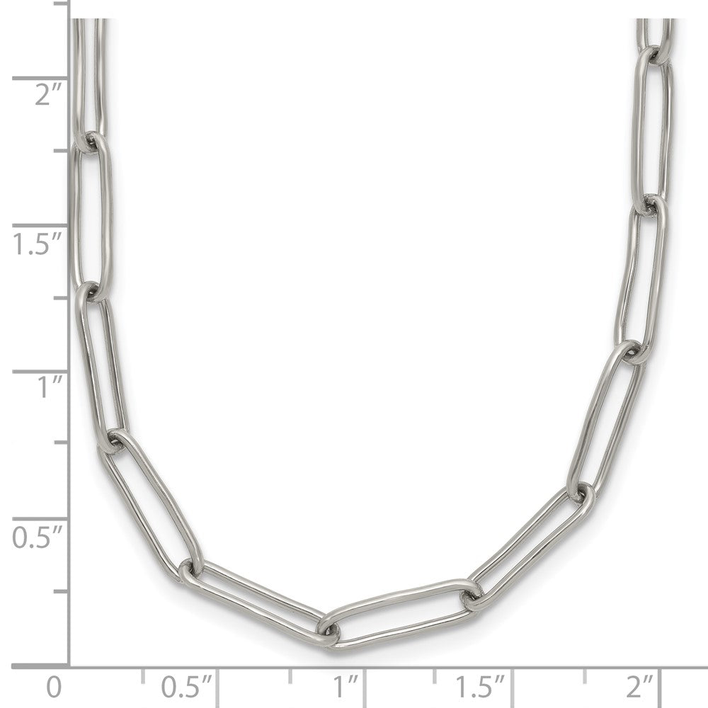 Stainless Steel Polished Open Link Paperclip 15in w/2in ext. Necklace