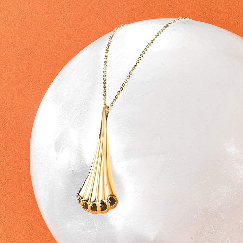 14K w/Black Enamel Polished Fancy w/1.25in ext. Necklace